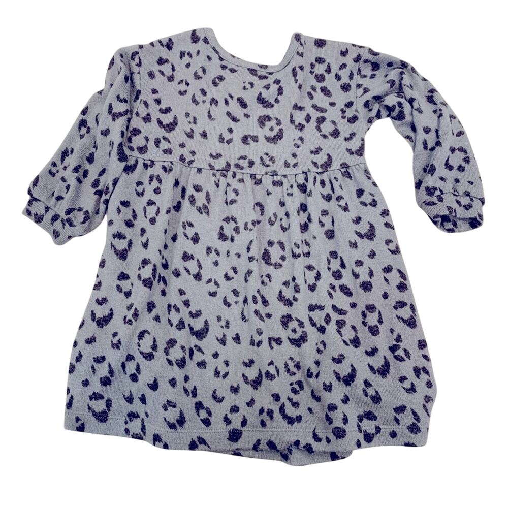 GAP Charcoal Black Leopard Print Long Sleeve Dress